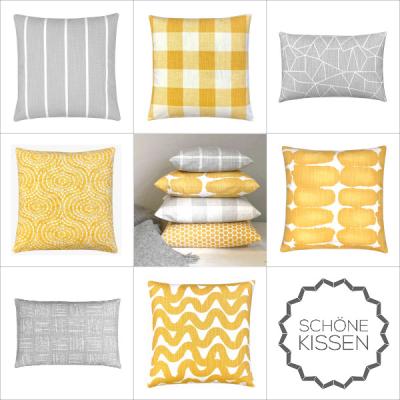 Preview: Kissen Kombination goldgelb und hellgrau